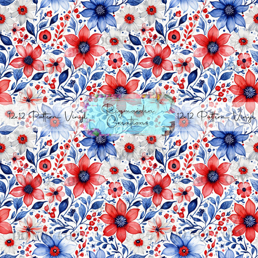 Patriotic Floral Vinyl