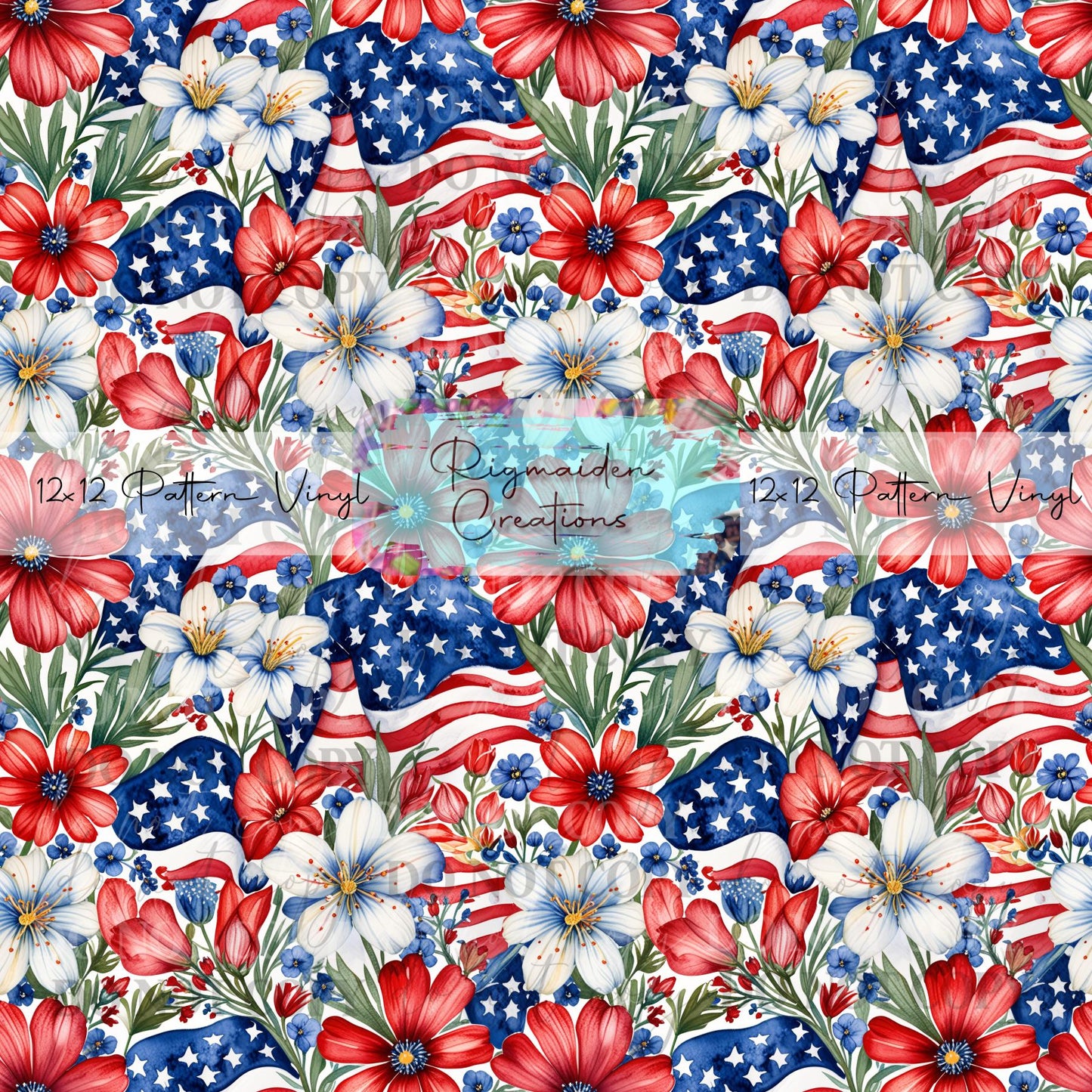 Patriotic Floral And Greenery Vinyl