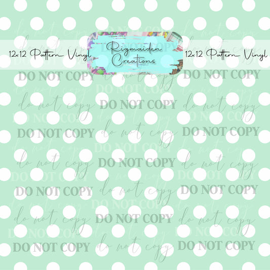 Mint Green And White Polka Dot Vinyl