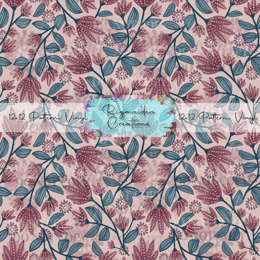 Dark Pink Watercolor Floral Vinyl