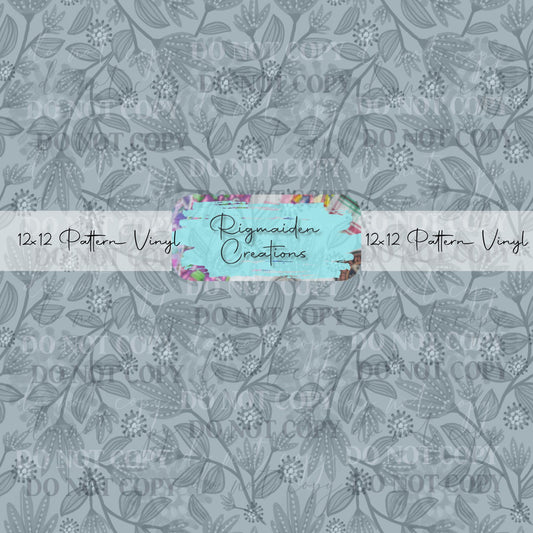 Muted Blue Watercolor Floral Vinyl