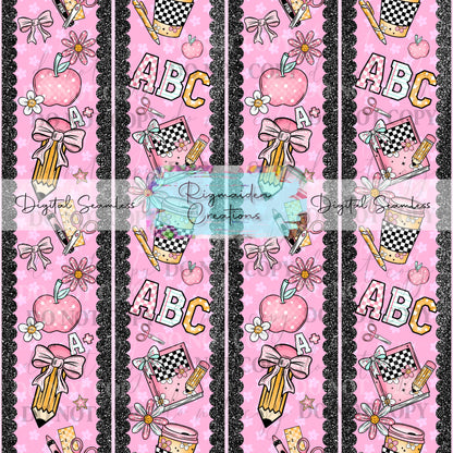 Pink Composition School Ribbon Seamless Digital PNG