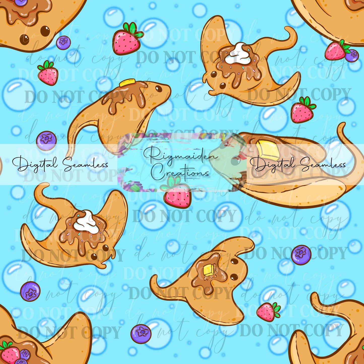 Manta Ray Pancakes Seamless Digital PNG
