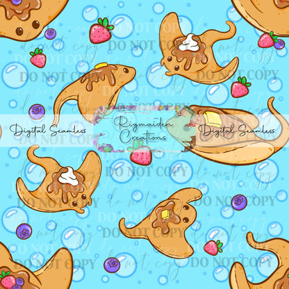 Manta Ray Pancakes Seamless Digital PNG