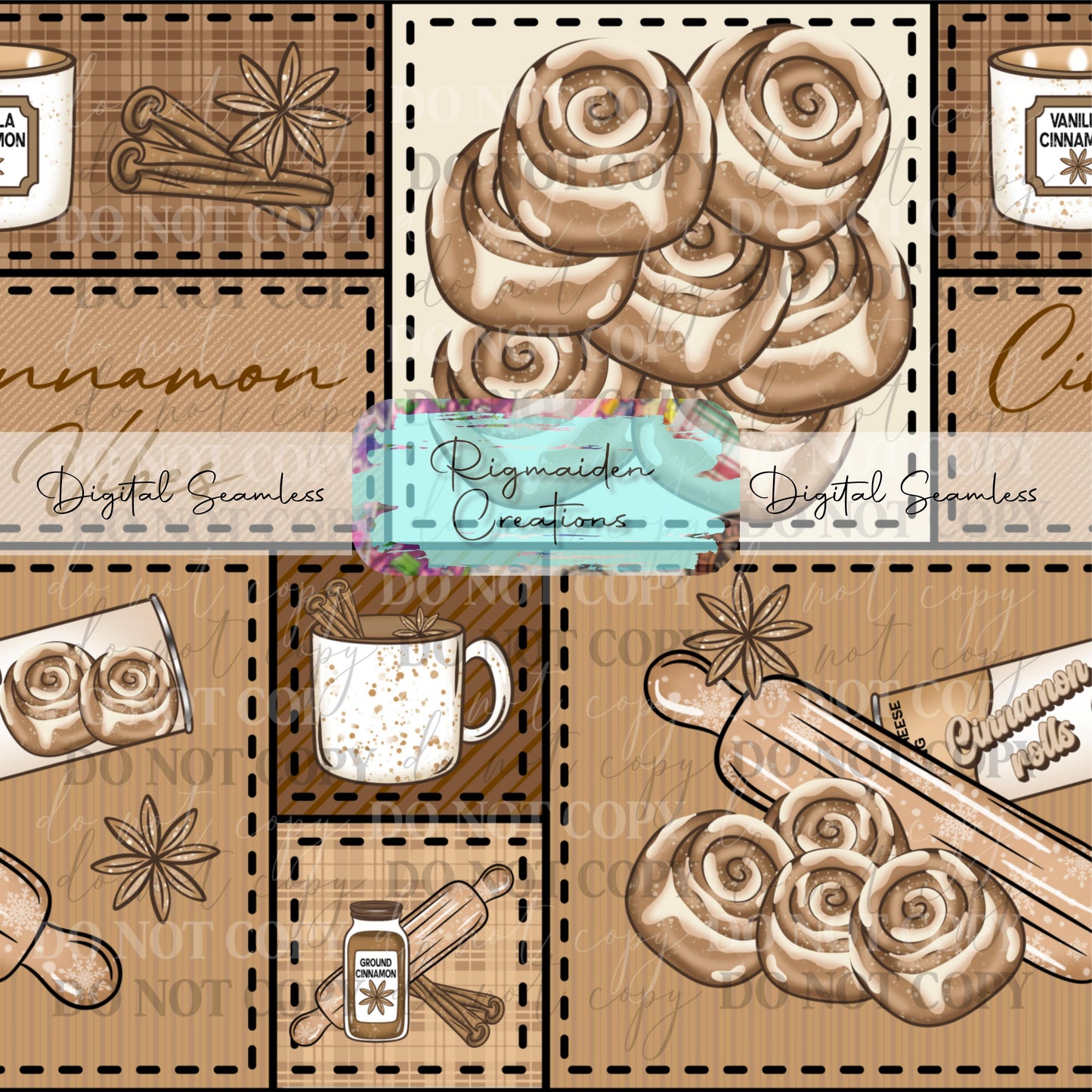 Cinnamon Quilt Seamless Digital PNG