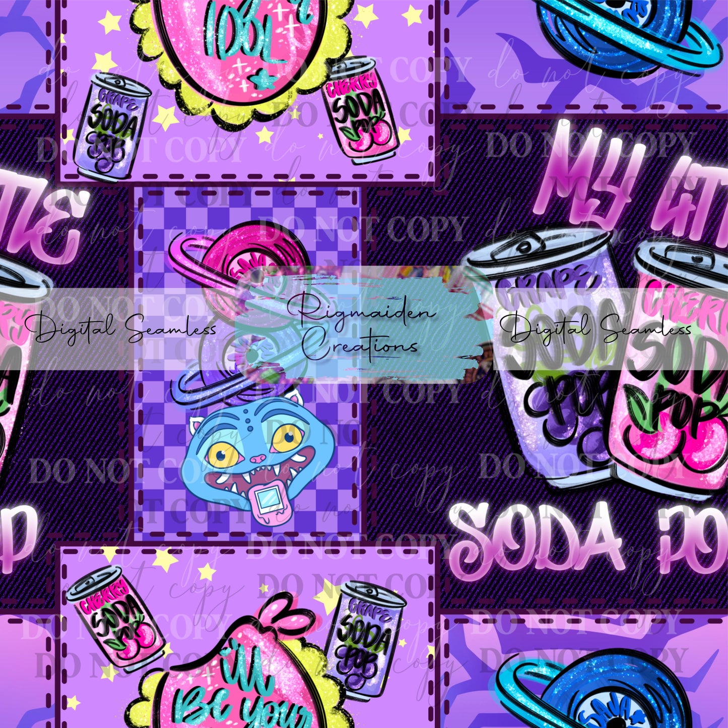 KPop Soda Pop Seamless Digital PNG