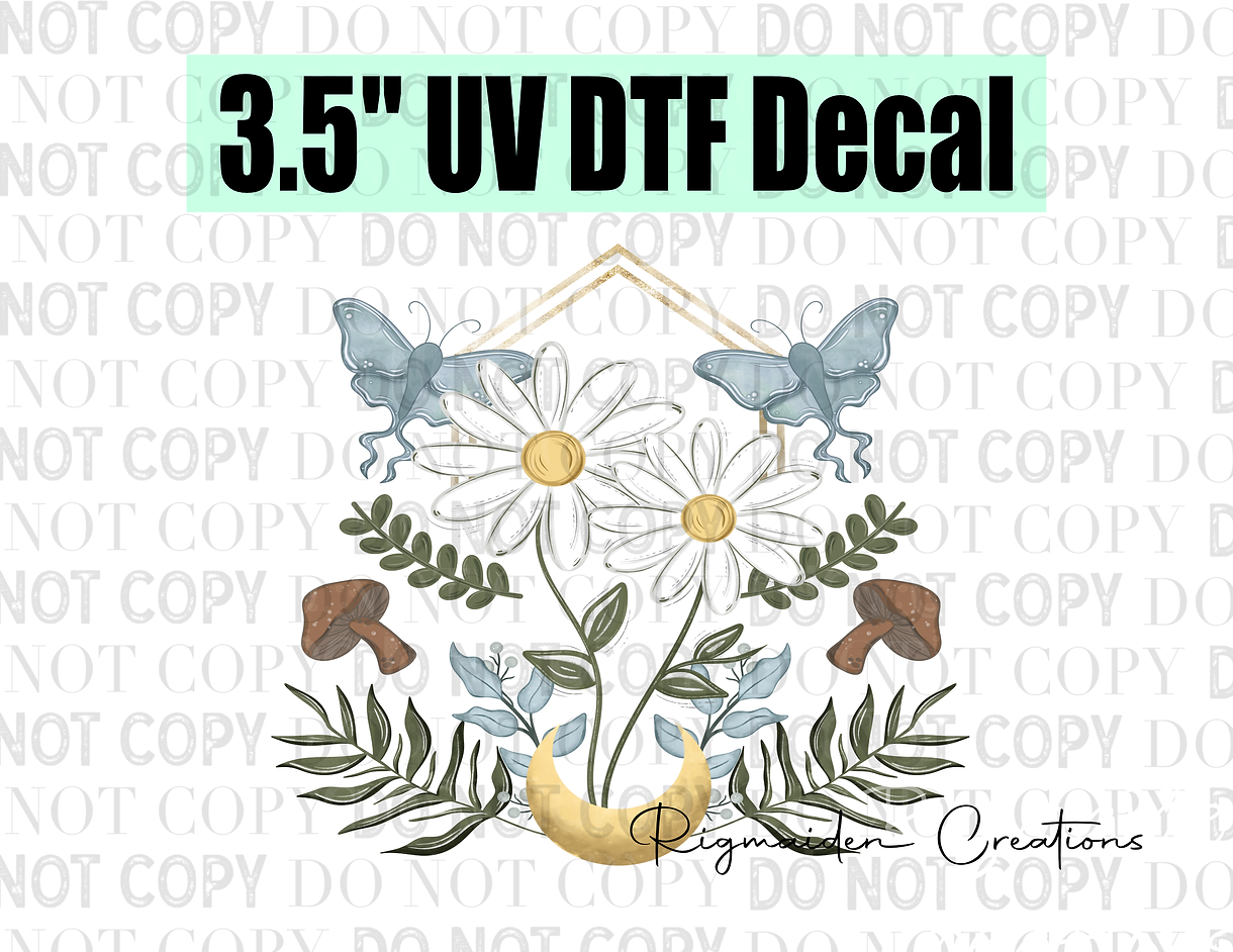 Muted Butterfly Floral UV DTF Decal