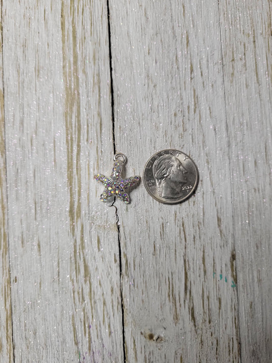Rhinestone Starfish Zipper Charm