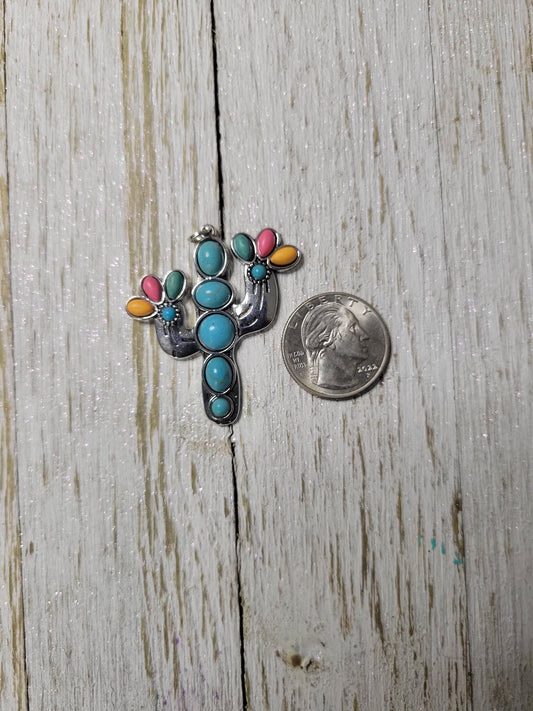 Faux Turquoise Cactus Zipper Charm