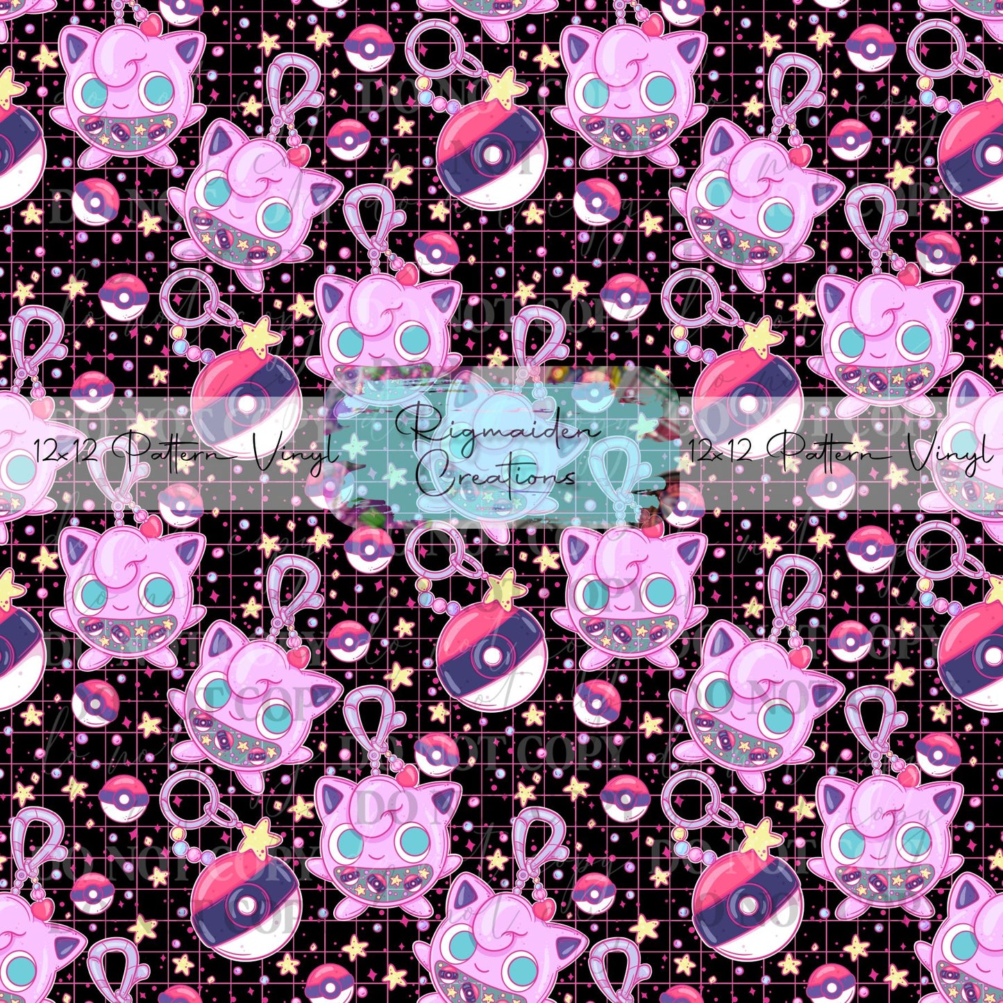 Retro Black Jiggly Poke Keychain Vinyl