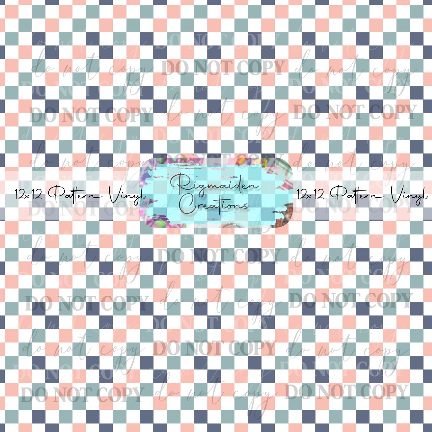 Neutral Salmon and Blues Checkered Vinyl