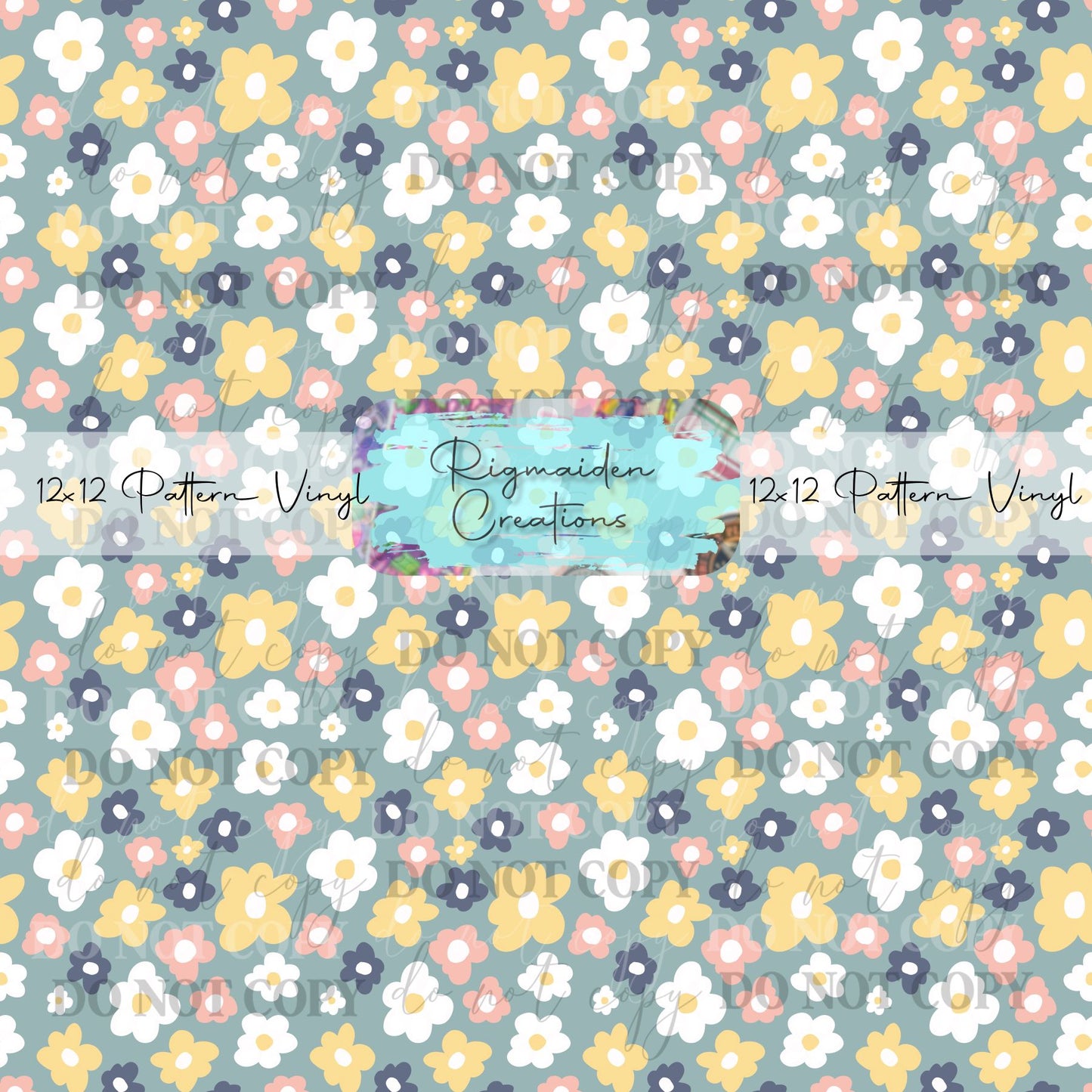 Dark Teal Neutral Floral Vinyl