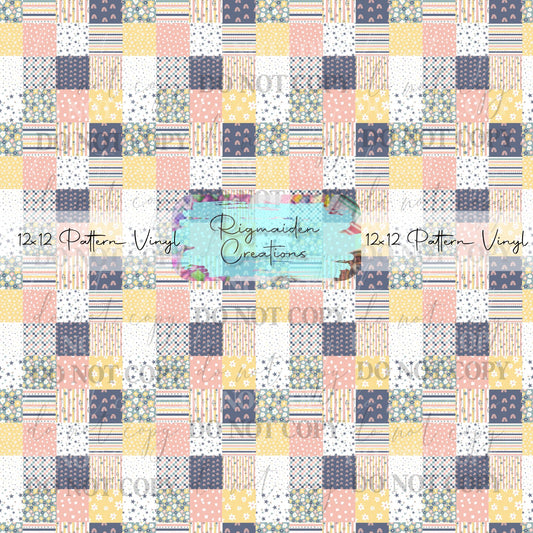 Neutral Patterned Checkered Vinyl