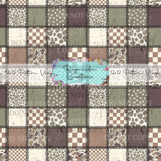 Neutral Animal Print Checkered Vinyl