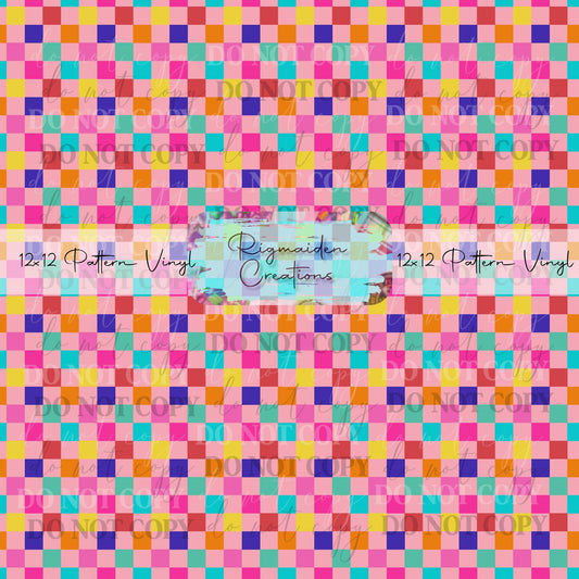 Bright Rainbow Small Checkered Vinyl
