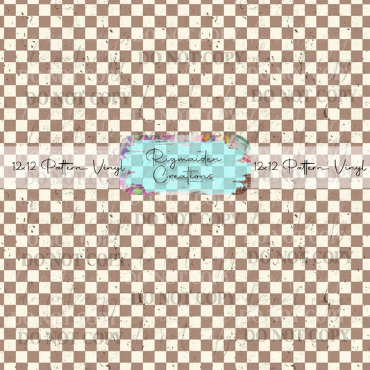 Brown and Cream Small Checkered Vinyl