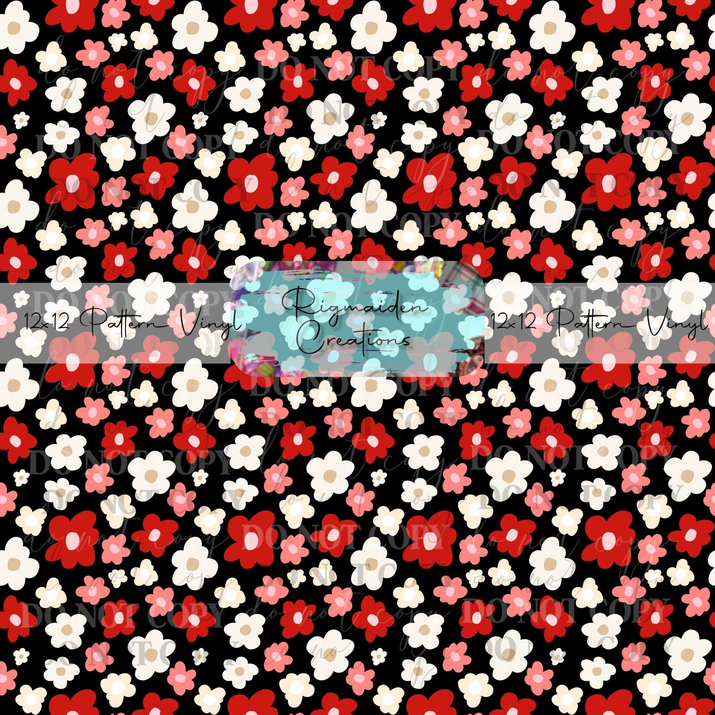 Black Doodle Flower Vinyl