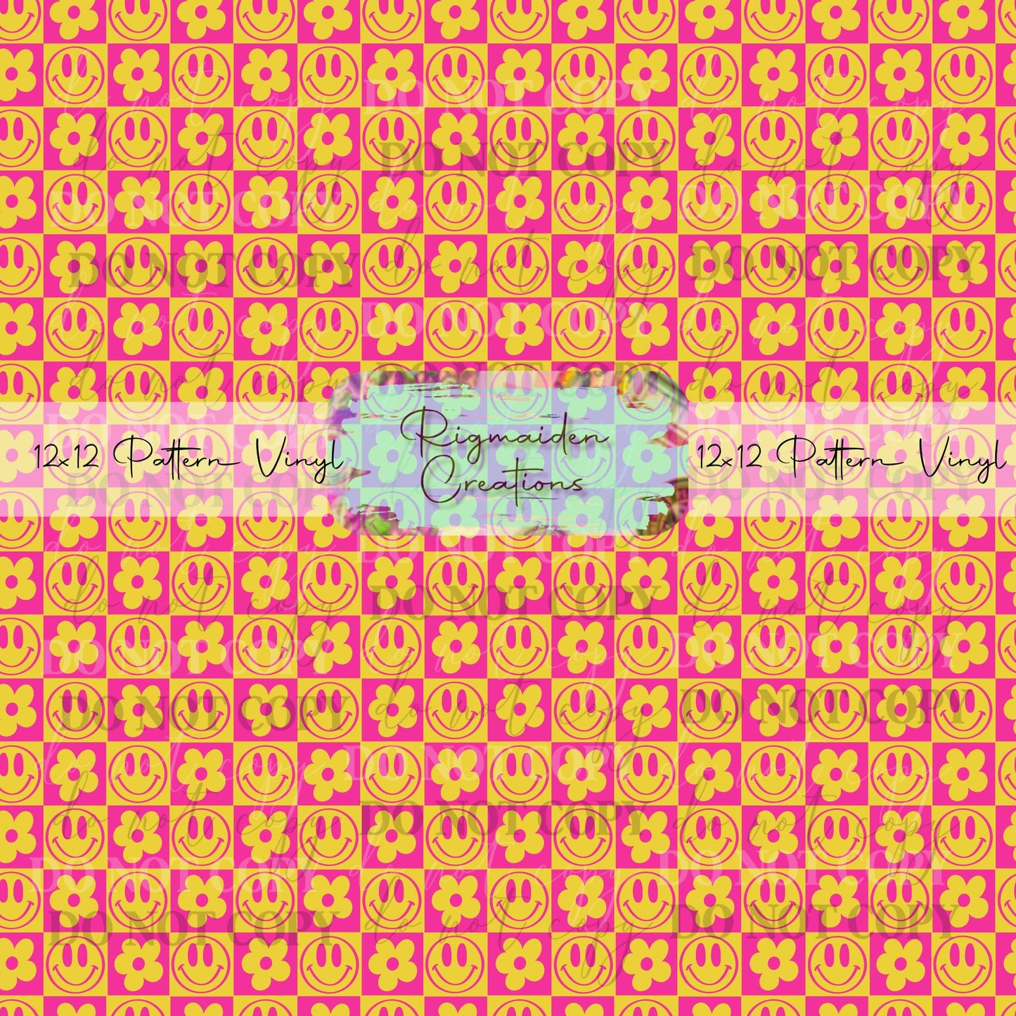 Retro Smiley Face Checkered Vinyl